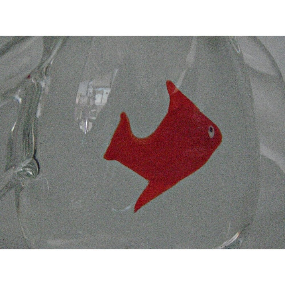 Clear Glass Penguin Figurine with Red Fish Inside Belly Artisan Paperweight Deco - Picture 4 of 12